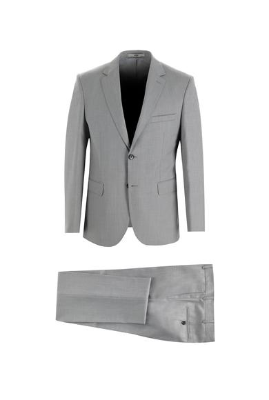 Erkek Giyim - AÇIK GRİ 50 Beden Slim Fit Kuşgözü Takım Elbise