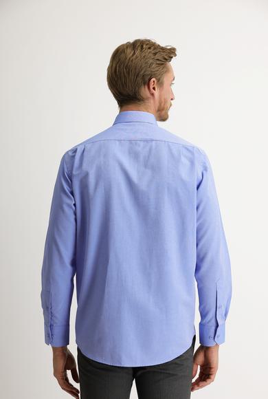 Erkek Giyim - MAVİ XXL Beden Uzun Kol Çizgili Klasik Gömlek