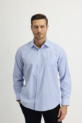 Erkek Giyim - AÇIK MAVİ L Beden Uzun Kol Regular Fit Ekose Gömlek
