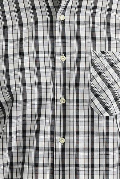 Erkek Giyim - SİYAH L Beden Uzun Kol Regular Fit Ekose Gömlek