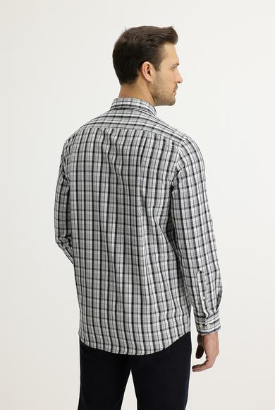 Erkek Giyim - SİYAH 3X Beden Uzun Kol Regular Fit Ekose Gömlek