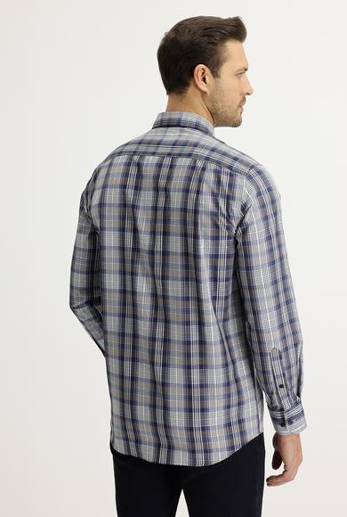 Erkek Giyim - LİLA L Beden Uzun Kol Regular Fit Ekose Gömlek