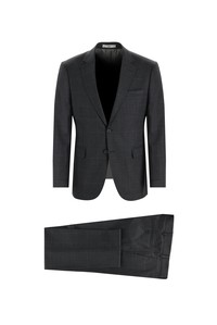 Erkek Giyim - Regular Fit Kareli Yünlü Takım Elbise