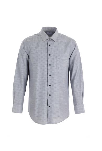 Erkek Giyim - SİYAH 3X Beden Uzun Kol Desenli Klasik Gömlek