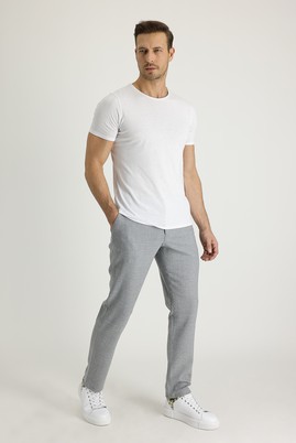 Erkek Giyim - AÇIK GRİ 50 Beden Slim Fit Yünlü Beli Lastikli İpli Kuşgözü Spor Pantolon