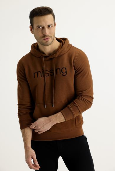 Erkek Giyim - TARÇIN XL Beden Kapüşonlu Slim Fit Baskılı Sweatshirt