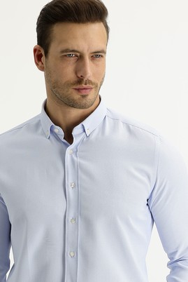 Erkek Giyim - AÇIK MAVİ XL Beden Uzun Kol Slim Fit Gömlek