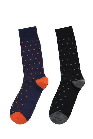 Erkek Giyim - SİYAH 42-45 Beden 2'li Desenli Çorap