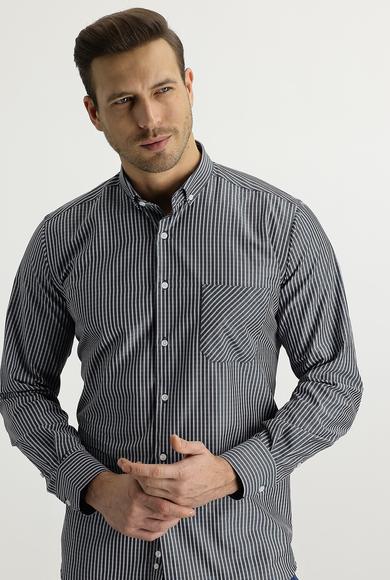 Erkek Giyim - KOYU YEŞİL S Beden Uzun Kol Regular Fit Ekose Gömlek