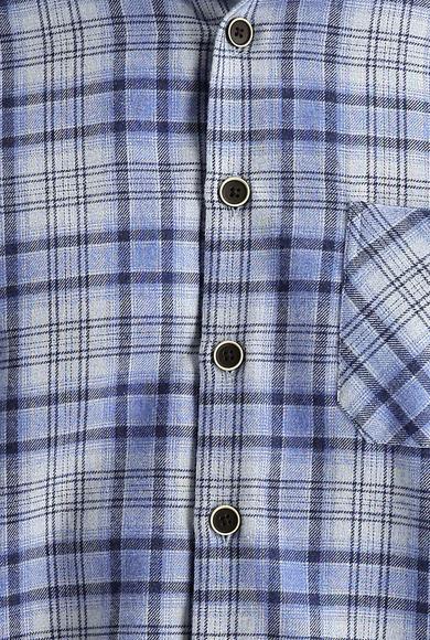 Erkek Giyim - AÇIK MAVİ XL Beden Uzun Kol Regular Fit Ekose Oduncu Gömlek