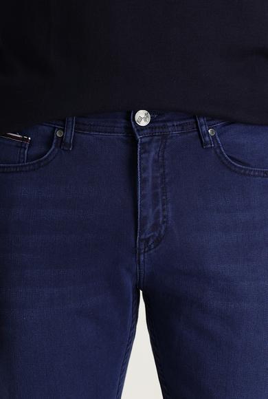 Erkek Giyim - ORTA LACİVERT 50 Beden Slim Fit Denim Pantolon
