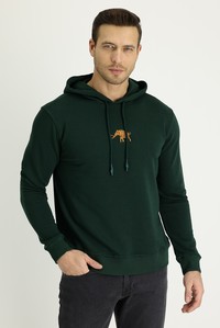 Erkek Giyim - Kapüşonlu Nakışlı Sweatshirt