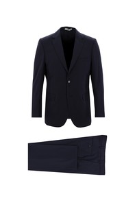 Erkek Giyim - Regular Fit Çizgili Yünlü Takım Elbise