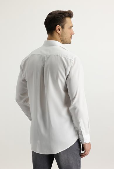 Erkek Giyim - BEYAZ 3X Beden Uzun Kol Relax Fit Lyocell Gömlek