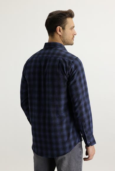 Erkek Giyim - İNDİGO M Beden Uzun Kol Regular Fit Ekose Oduncu Gömlek