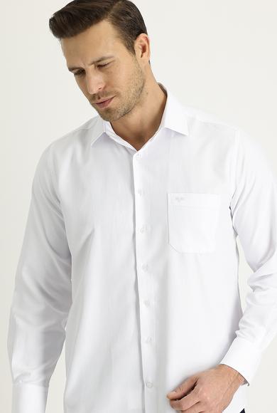 Erkek Giyim - BEYAZ XL Beden Uzun Kol Desenli Klasik Gömlek