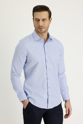 Erkek Giyim - AÇIK MAVİ L Beden Uzun Kol Regular Fit Desenli Gömlek