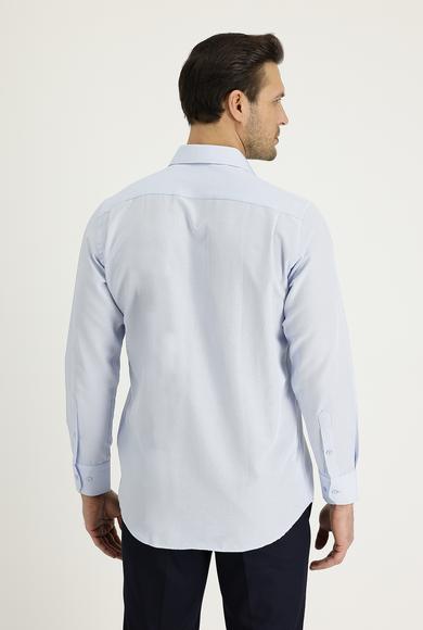 Erkek Giyim - UÇUK MAVİ M Beden Uzun Kol Desenli Klasik Gömlek