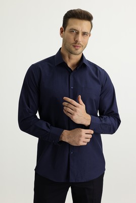 Erkek Giyim - KOYU LACİVERT M Beden Uzun Kol Klasik Gömlek