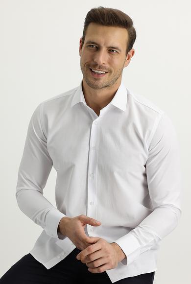 Erkek Giyim - Beyaz XL Beden Uzun Kol Slim Fit Gömlek