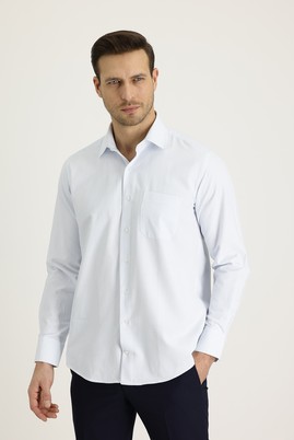 Erkek Giyim - UÇUK MAVİ 3X Beden Uzun Kol Çizgili Klasik Gömlek