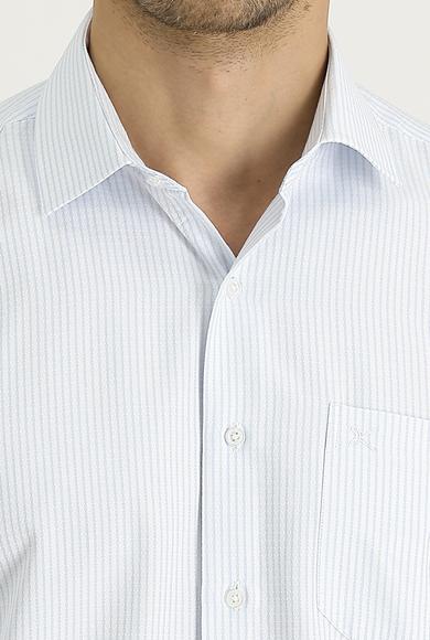 Erkek Giyim - UÇUK MAVİ M Beden Uzun Kol Çizgili Klasik Gömlek
