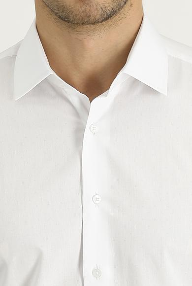 Erkek Giyim - BEYAZ M Beden Uzun Kol Slim Fit Manşetli Gömlek