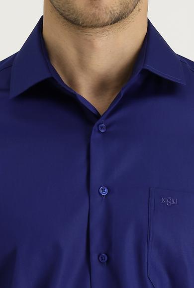 Erkek Giyim - ORTA LACİVERT XL Beden Uzun Kol Non Iron Klasik Gömlek