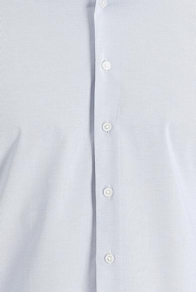 Erkek Giyim - KOYU MAVİ M Beden Uzun Kol Slim Fit Desenli Gömlek