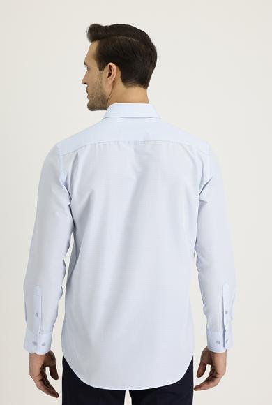 Erkek Giyim - UÇUK MAVİ XL Beden Uzun Kol Regular Fit Desenli Gömlek