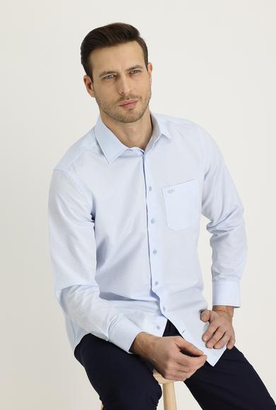 Erkek Giyim - UÇUK MAVİ XL Beden Uzun Kol Regular Fit Desenli Gömlek
