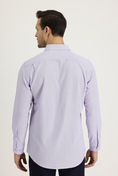 Erkek Giyim - LİLA XXL Beden Uzun Kol Klasik Çizgili Gömlek