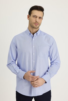 Erkek Giyim - GÖK MAVİSİ XXL Beden Uzun Kol Regular Fit Oxford Gömlek