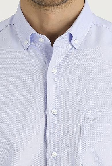 Erkek Giyim - AÇIK MAVİ 3X Beden Uzun Kol Regular Fit Oxford Gömlek