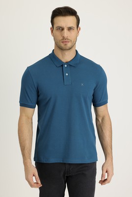 Erkek Giyim - ORTA PETROL 3X Beden Polo Yaka Slim Fit Tişört
