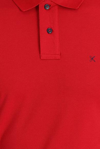 Erkek Giyim - BAYRAK KIRMIZI S Beden Polo Yaka Slim Fit Nakışlı Tişört