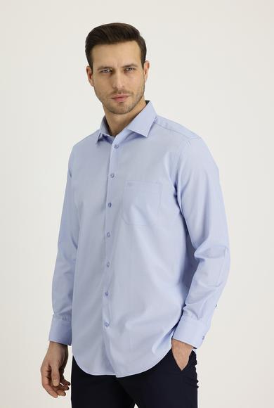 Erkek Giyim - AÇIK MAVİ L Beden Uzun Kol Regular Fit Desenli Gömlek