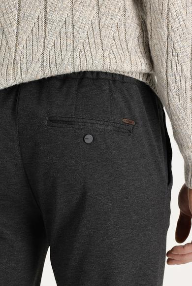 Erkek Giyim - KOYU ANTRASİT 52 Beden Slim Fit Beli Lastikli İpli Spor Pantolon