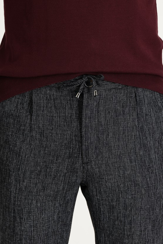 Erkek Giyim - Slim Fit Beli Lastikli İpli Desenli Spor Pantolon