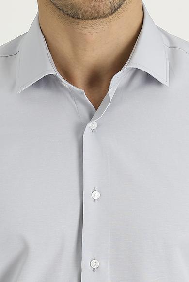 Erkek Giyim - Açık Gri S Beden Uzun Kol Slim Fit Gömlek
