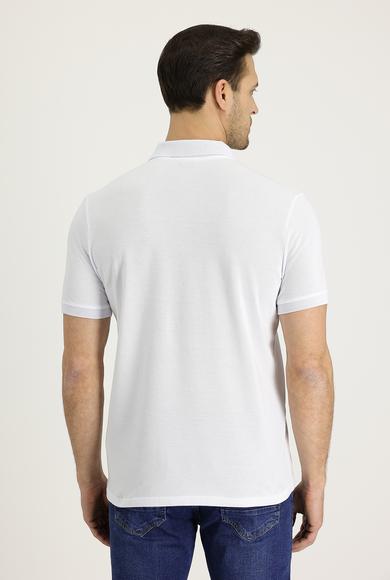Erkek Giyim - BEYAZ L Beden Polo Yaka Slim Fit Tişört