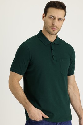 Erkek Giyim - KOYU YEŞİL 3X Beden Polo Yaka Regular Fit Tişört