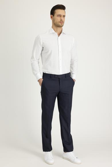 Erkek Giyim - KOYU ANTRASİT 50 Beden Slim Fit Klasik Desenli Pantolon