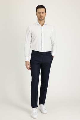 Erkek Giyim - KOYU LACİVERT 48 Beden Slim Fit Klasik Desenli Pantolon