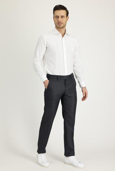 Erkek Giyim - KOYU FÜME 52 Beden Slim Fit Klasik Desenli Pantolon