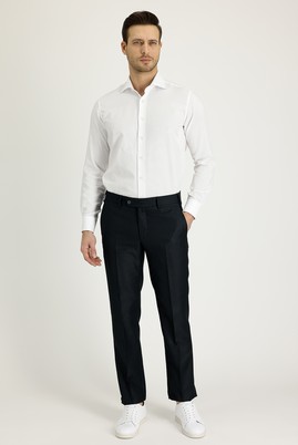 Erkek Giyim - KOYU PETROL 52 Beden Slim Fit Klasik Desenli Pantolon