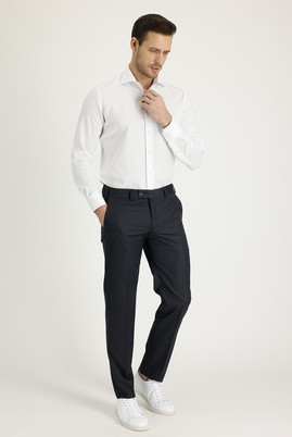 Erkek Giyim - KOYU FÜME 54 Beden Klasik Desenli Pantolon