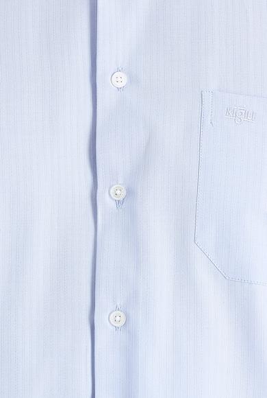 Erkek Giyim - AÇIK MAVİ L Beden Uzun Kol Klasik Çizgili Gömlek