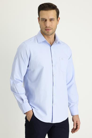 Erkek Giyim - AÇIK MAVİ L Beden Uzun Kol Klasik Çizgili Gömlek