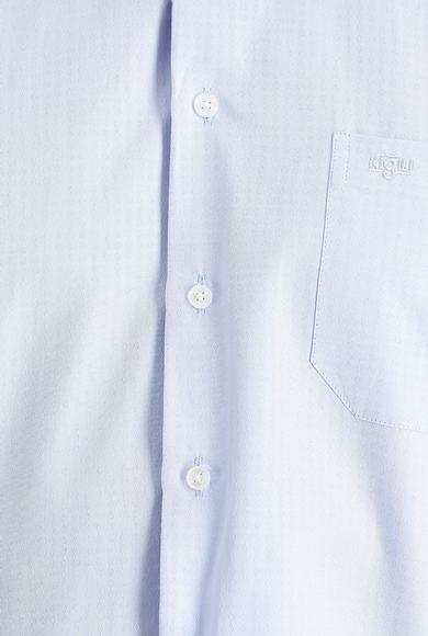Erkek Giyim - AÇIK MAVİ M Beden Uzun Kol Klasik Çizgili Gömlek